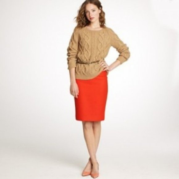 J. Crew Dresses & Skirts - J. Crew Orange Wool No. 2 Pencil Skirt Size 4